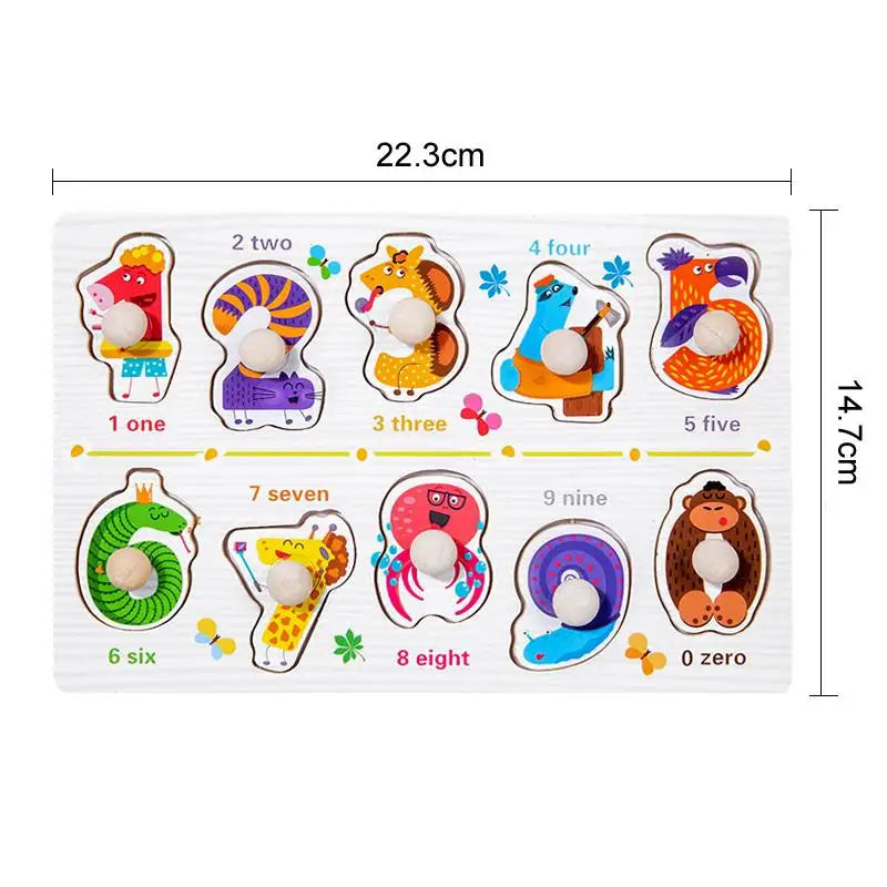 ﻿Montessori Wooden Hand Grab Boards Baby Educational Cartoon Vehicle Animals Fruits 3D Puzzles Kids Early Education Toys TMZ﻿