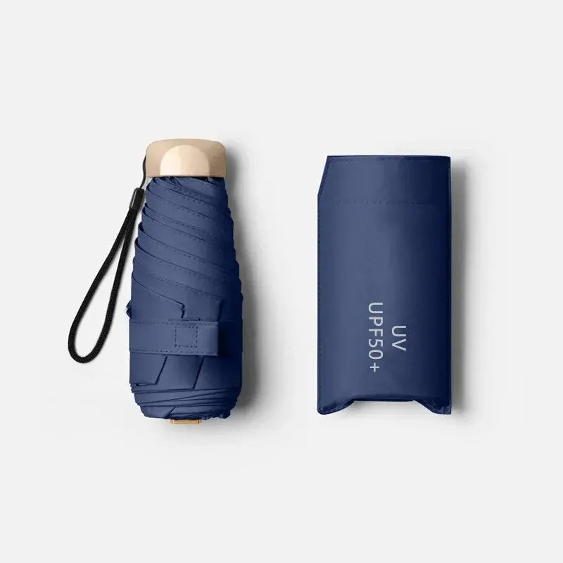 Ultra-Light UV Protection Umbrella - Compact, Foldable Design with Stainless Steel Handle for Sun & Rain, Durable 190T Canopy